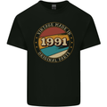 32nd Birthday  Vintage Made In 1991 Mens Cotton T-Shirt Tee Top Black