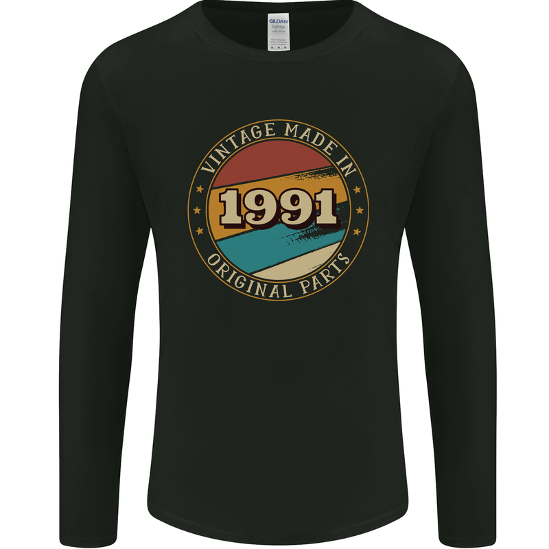 32nd Birthday  Vintage Made In 1991 Mens Long Sleeve T-Shirt Black