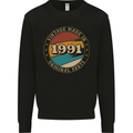 32nd Birthday  Vintage Made In 1991 Mens Sweatshirt Jumper Black