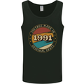 32nd Birthday  Vintage Made In 1991 Mens Vest Tank Top Black