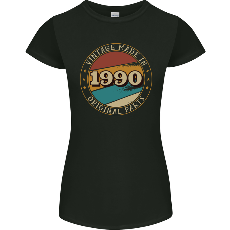 33rd Birthday  Vintage Made In 1990 Womens Petite Cut T-Shirt Black