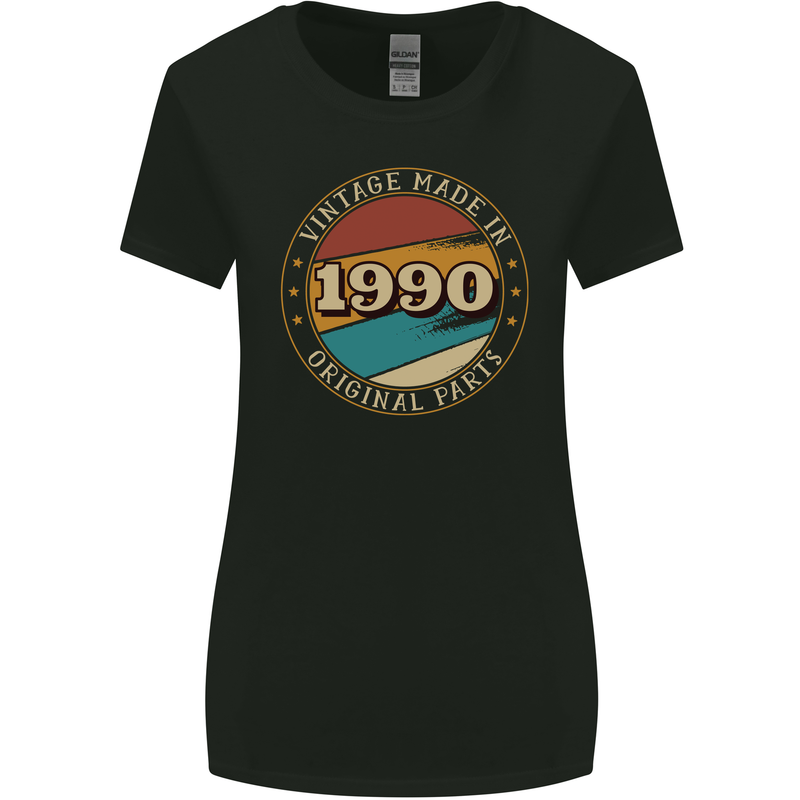 33rd Birthday  Vintage Made In 1990 Womens Wider Cut T-Shirt Black
