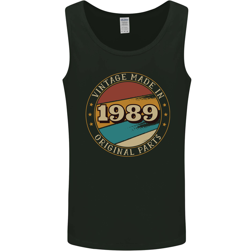 34th Birthday  Vintage Made In 1989 Mens Vest Tank Top Black