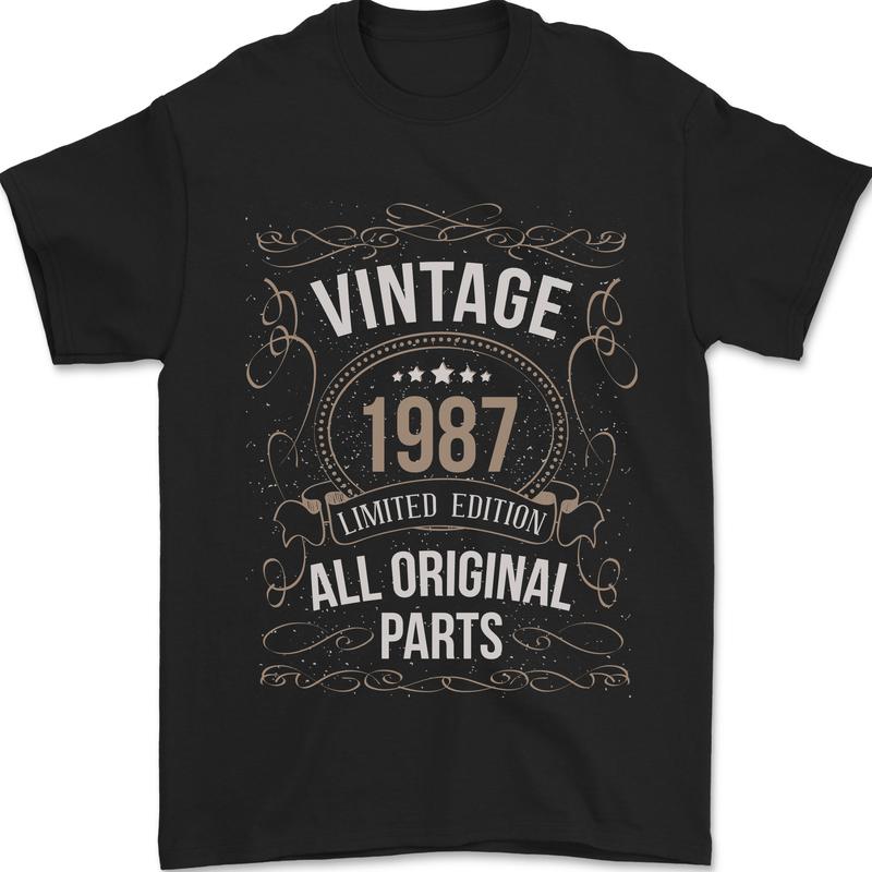 36th Birthday Limited Edition 1987 Mens T-Shirt 100% Cotton Black
