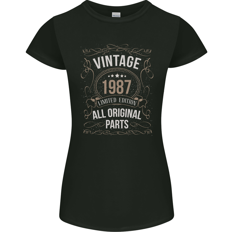 36th Birthday Limited Edition 1987 Womens Petite Cut T-Shirt Black