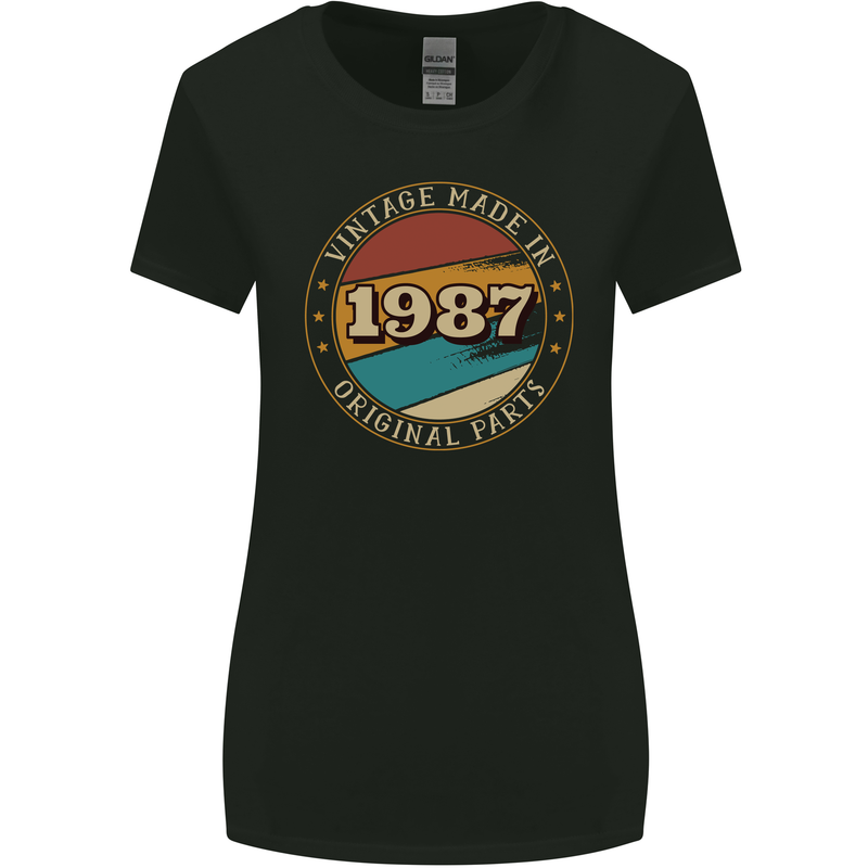 36th Birthday  Vintage Made In 1987 Womens Wider Cut T-Shirt Black