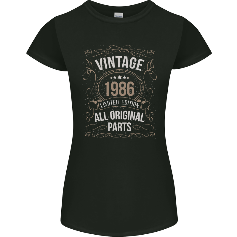37th Birthday Limited Edition 1986 Womens Petite Cut T-Shirt Black