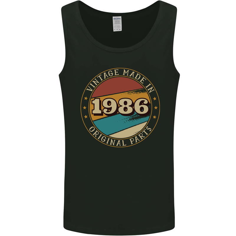 37th Birthday  Vintage Made In 1986 Mens Vest Tank Top Black