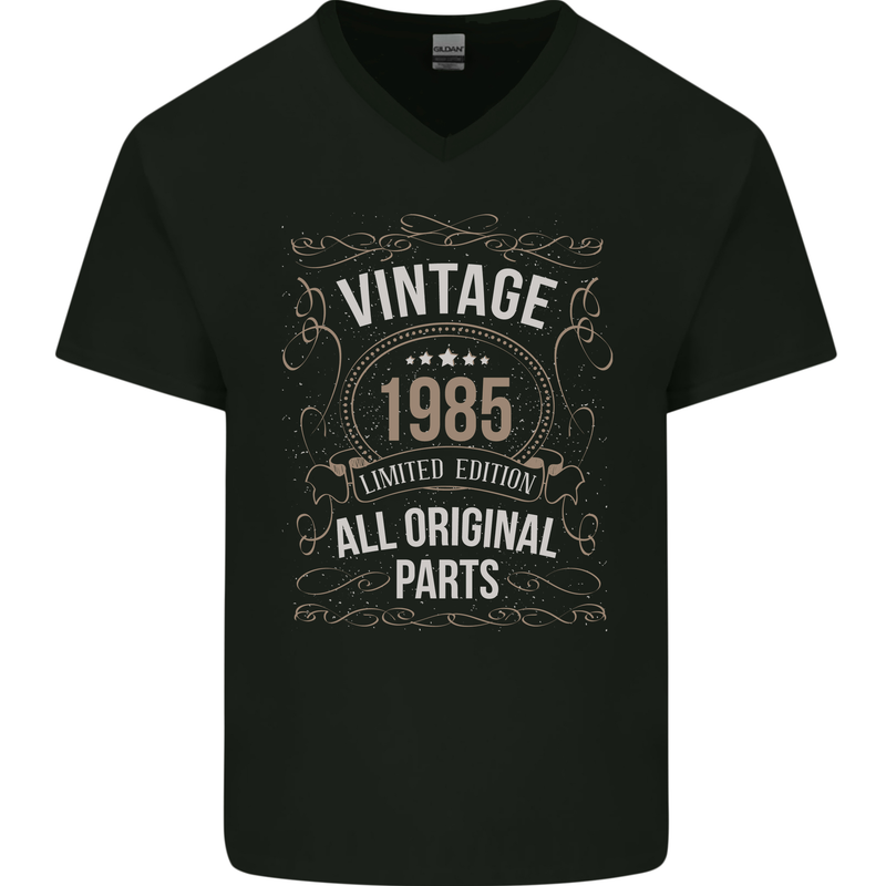 38th Birthday Limited Edition 1985 Mens V-Neck Cotton T-Shirt Black