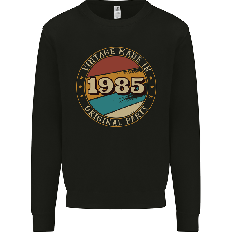 38th Birthday  Vintage Made In 1985 Mens Sweatshirt Jumper Black