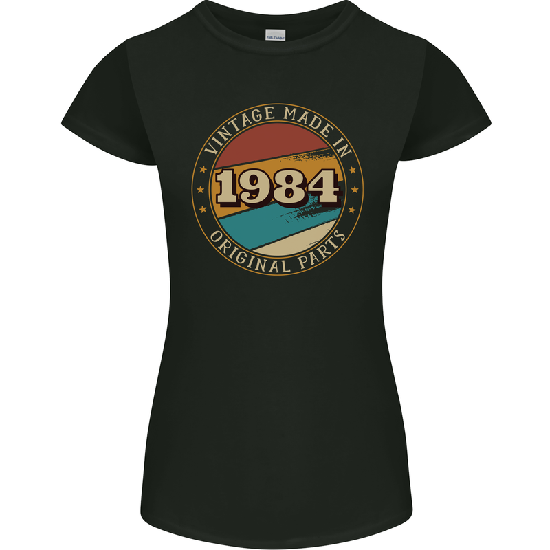 39th Birthday  Vintage Made In 1984 Womens Petite Cut T-Shirt Black