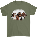 3 Australian Shepherds Dogs Sheepdogs Mens T-Shirt 100% Cotton Military Green