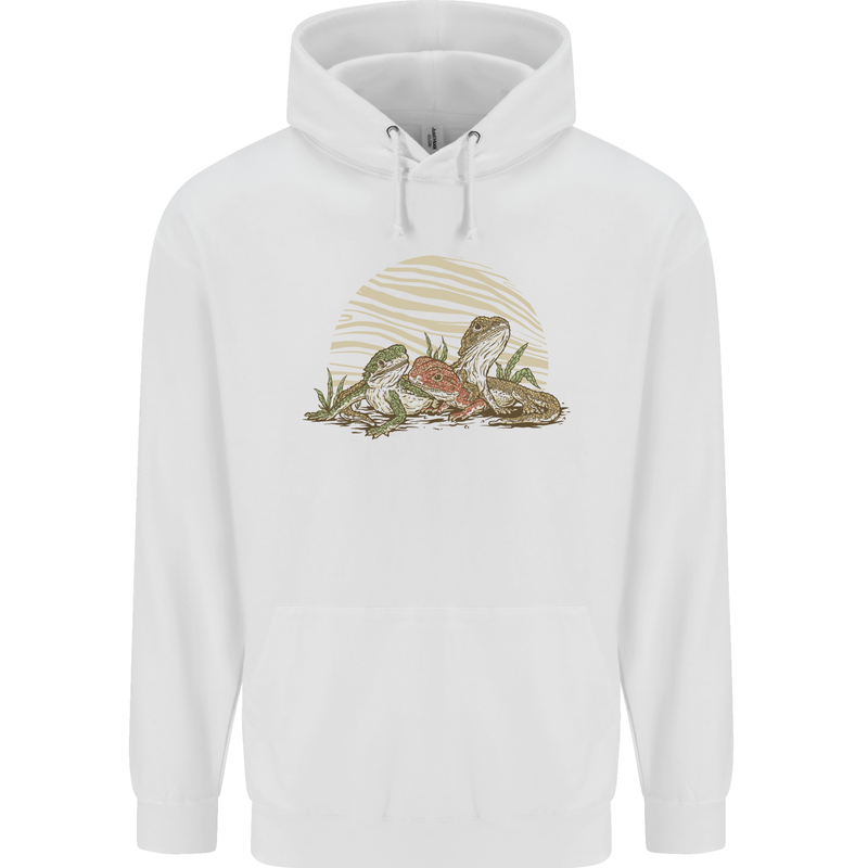 3 Bearded Dragons Mens 80% Cotton Hoodie White