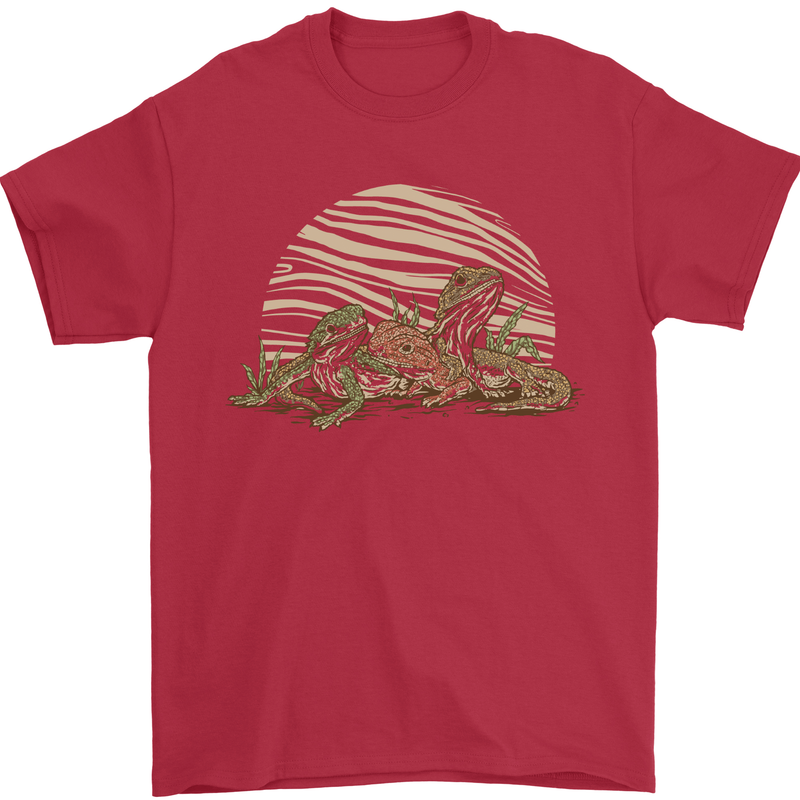 3 Bearded Dragons Mens T-Shirt 100% Cotton Red