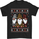 3 Christmas Gnomes Wearing Pajamas Xmas Mens T-Shirt 100% Cotton Black