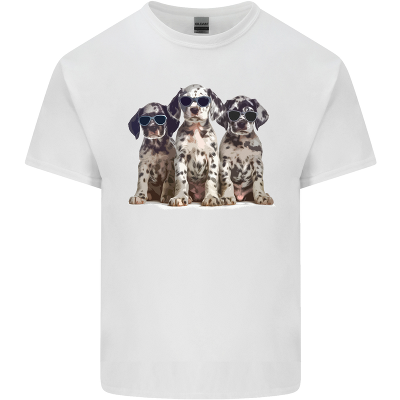 3 Cool Dalmatian Puppy's Dogs Mens Cotton T-Shirt Tee Top White
