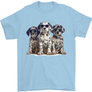 3 Cool Dalmatian Puppy's Dogs Mens T-Shirt 100% Cotton Light Blue