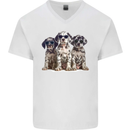 3 Cool Dalmatian Puppy's Dogs Mens V-Neck Cotton T-Shirt White