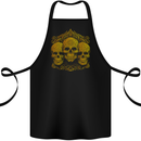 3 Ornate Gold Skulls Gothic Goth Cotton Apron 100% Organic Black