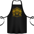 3 Ornate Gold Skulls Gothic Goth Cotton Apron 100% Organic Black