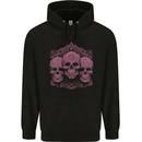 3 Ornate Pink Skulls Gothic Goth Childrens Kids Hoodie Black