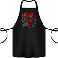 3 Red Roses Gothic Goth Cotton Apron 100% Organic Black