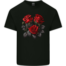 3 Red Roses Gothic Goth Kids T-Shirt Childrens Black