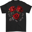 3 Red Roses Gothic Goth Mens T-Shirt 100% Cotton BLACK