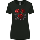 3 Red Roses Gothic Goth Womens Wider Cut T-Shirt Black