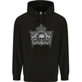 3 Skull Crown Childrens Kids Hoodie Black