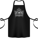 3 Skull Crown Cotton Apron 100% Organic Black