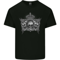 3 Skull Crown Kids T-Shirt Childrens Black