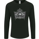 3 Skull Crown Mens Long Sleeve T-Shirt Black