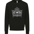 3 Skull Crown Mens Sweatshirt Jumper Black