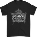 3 Skull Crown Mens T-Shirt 100% Cotton Black