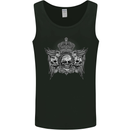 3 Skull Crown Mens Vest Tank Top Black
