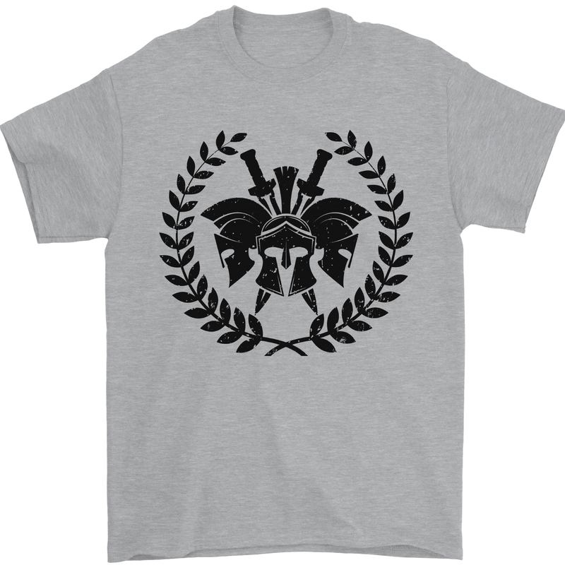 3 Sparta Helmets Bodybuilding Training Gym Mens T-Shirt 100% Cotton Sports Grey