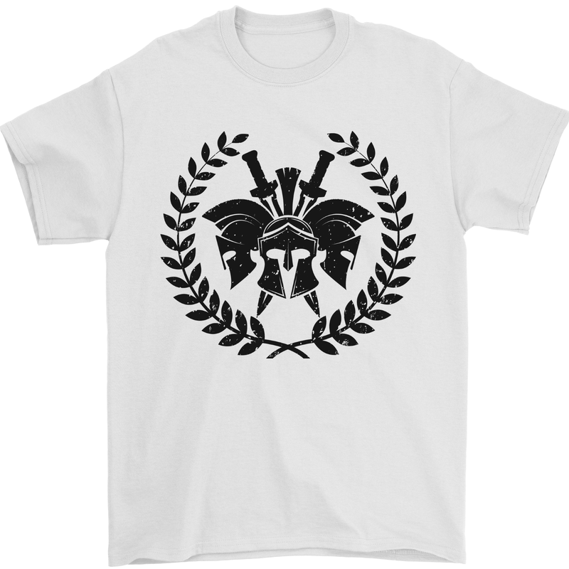 3 Sparta Helmets Bodybuilding Training Gym Mens T-Shirt 100% Cotton White