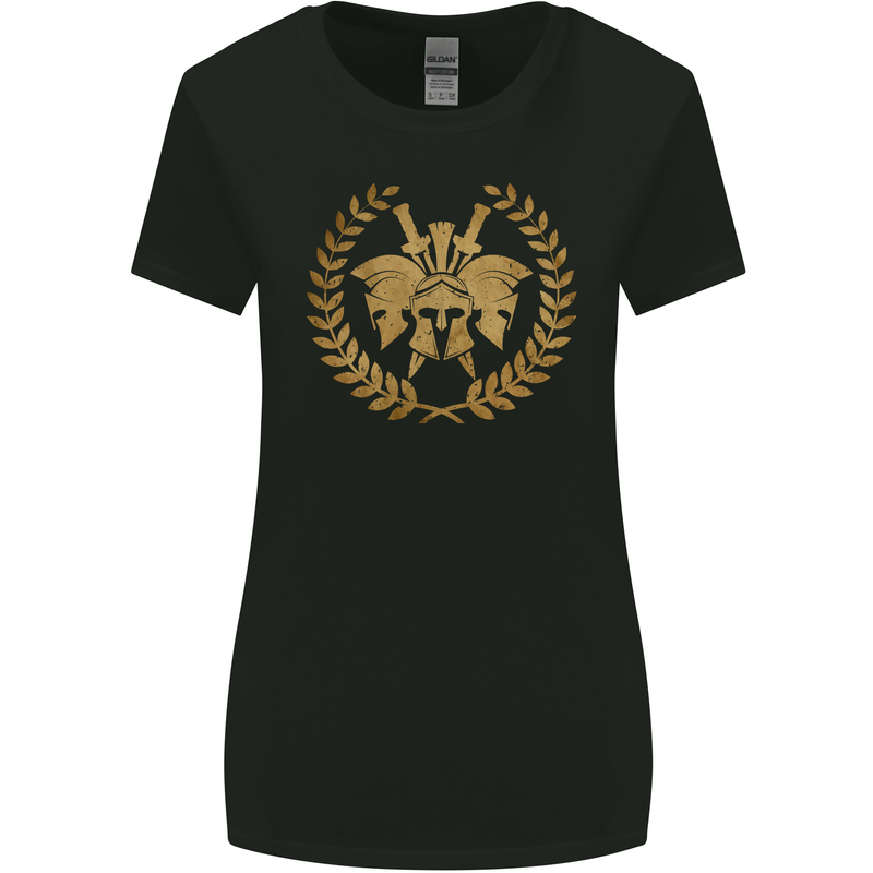3 Sparta Helmets Gym Bodybuilding Training Womens Wider Cut T-Shirt Black