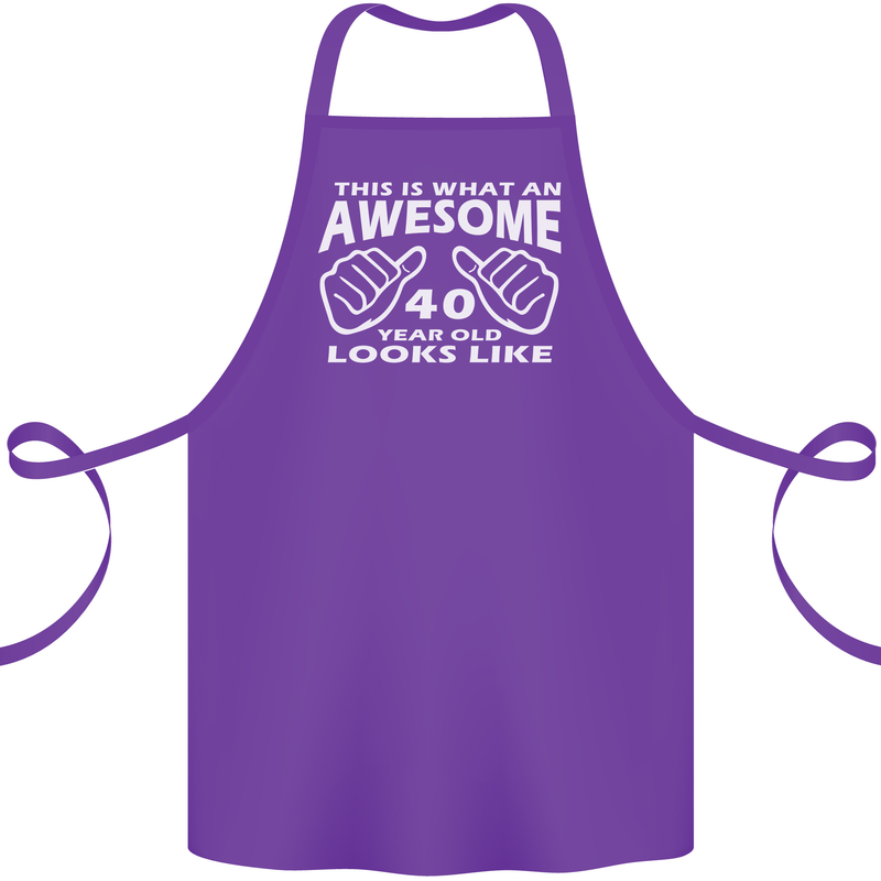 40th Birthday 40 Year Old This Is What Cotton Apron 100% Organic Purple