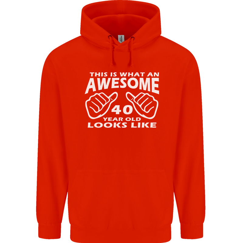 40th Birthday 40 Year Old This Is What Mens 80% Cotton Hoodie Bright Red