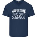 40th Birthday 40 Year Old This Is What Mens V-Neck Cotton T-Shirt Navy Blue