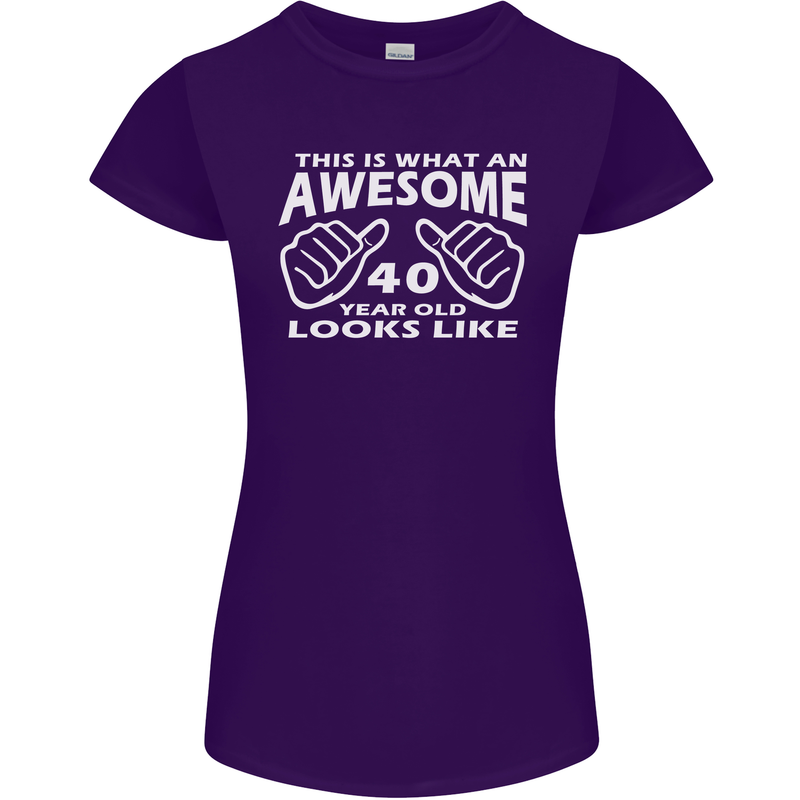40th Birthday 40 Year Old This Is What Womens Petite Cut T-Shirt Purple