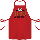 40th Birthday 40 is the New 21 Funny Cotton Apron 100% Organic Red