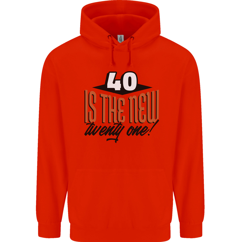 40th Birthday 40 is the New 21 Funny Mens 80% Cotton Hoodie Bright Red