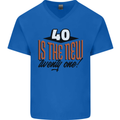 40th Birthday 40 is the New 21 Funny Mens V-Neck Cotton T-Shirt Royal Blue