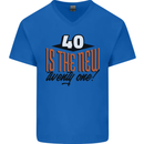 40th Birthday 40 is the New 21 Funny Mens V-Neck Cotton T-Shirt Royal Blue