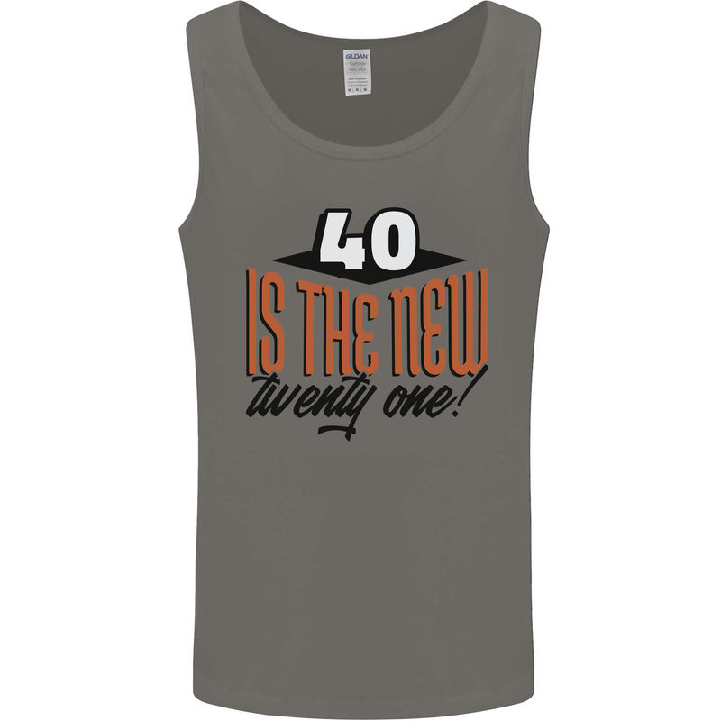 40th Birthday 40 is the New 21 Funny Mens Vest Tank Top Charcoal