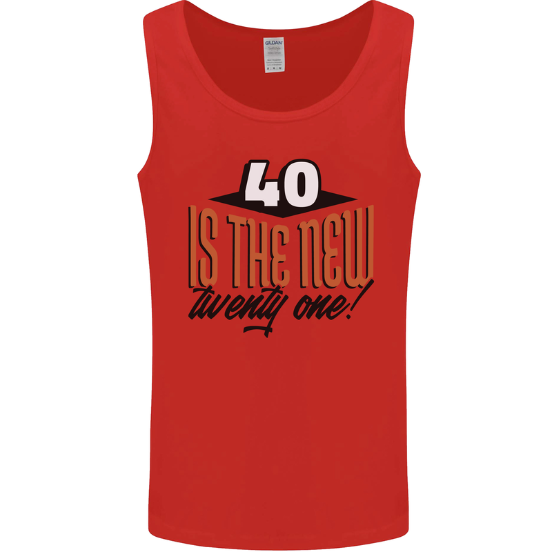 40th Birthday 40 is the New 21 Funny Mens Vest Tank Top Red