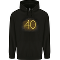 40th Birthday Neon Lights 40 Year Old Mens 80% Cotton Hoodie Black